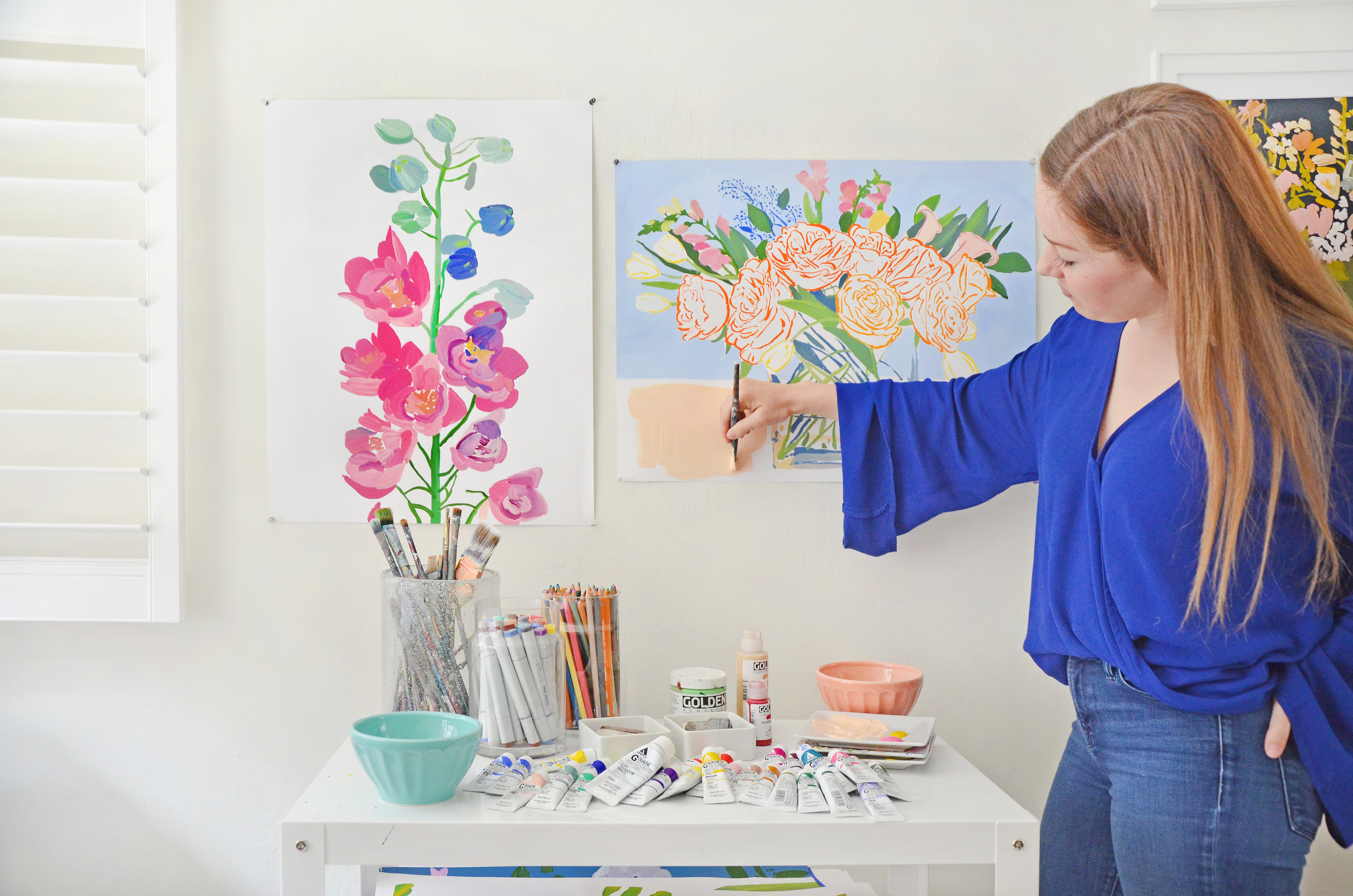 Artist Home Studio Tour Bright, Flower Design Photos Apartment Therapy
